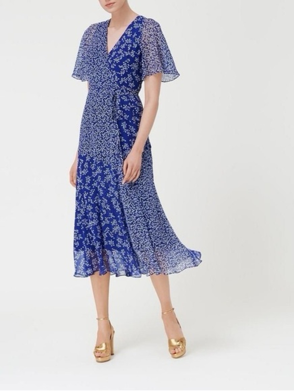 LK Bennett 100% Silk Elif Navy Floral Pattern Dress Size US4